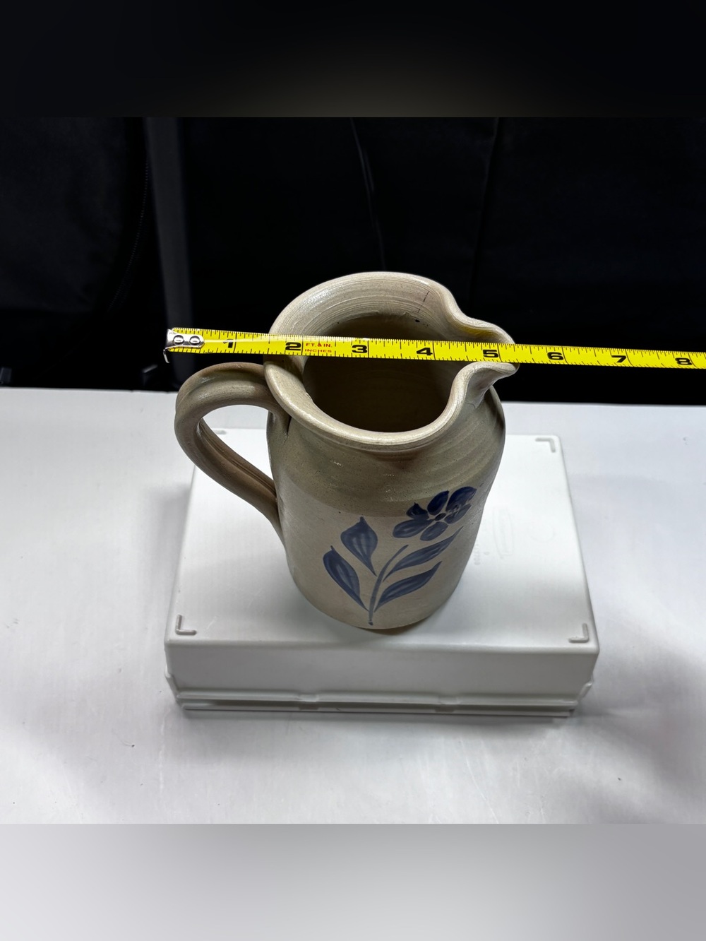 WILLIAMSBURG POTTERY SALT GLAZE 6” PITCHER BLUE COBALT Vtg - Picture 11 of 11